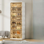 Glam White Plastic Stackable Shoe Organizer for Closet