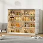 Glam White Plastic Stackable Shoe Organizer for Closet