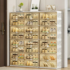 Glam White Plastic Stackable Shoe Organizer for Closet