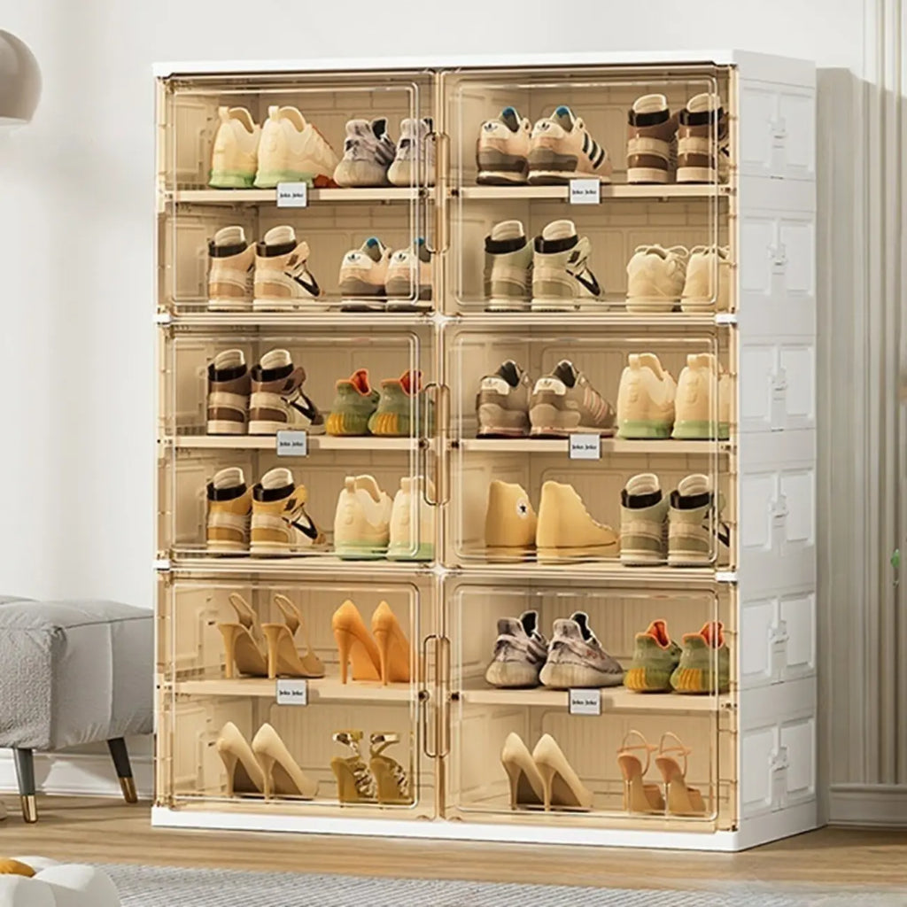 Glam White Plastic Stackable Shoe Organizer for Closet