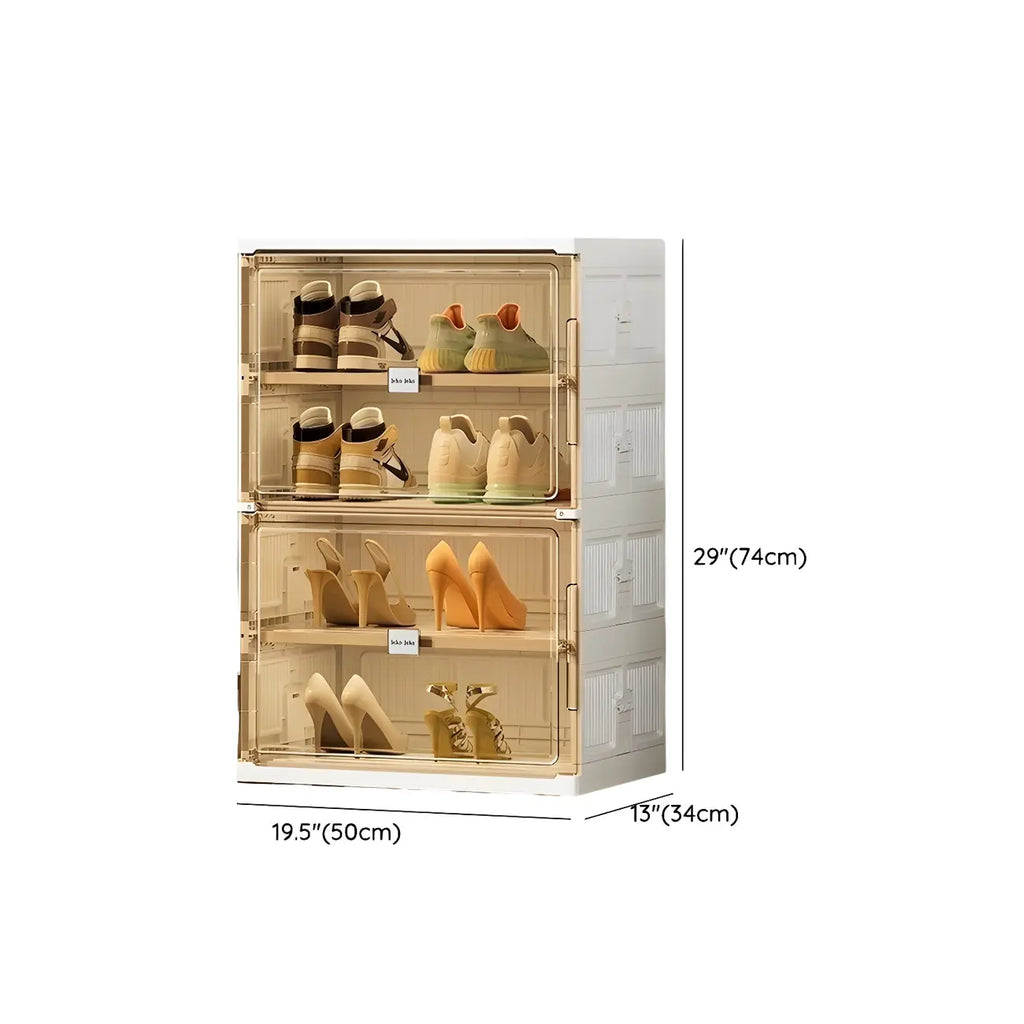 Glam White Plastic Stackable Shoe Organizer for Closet