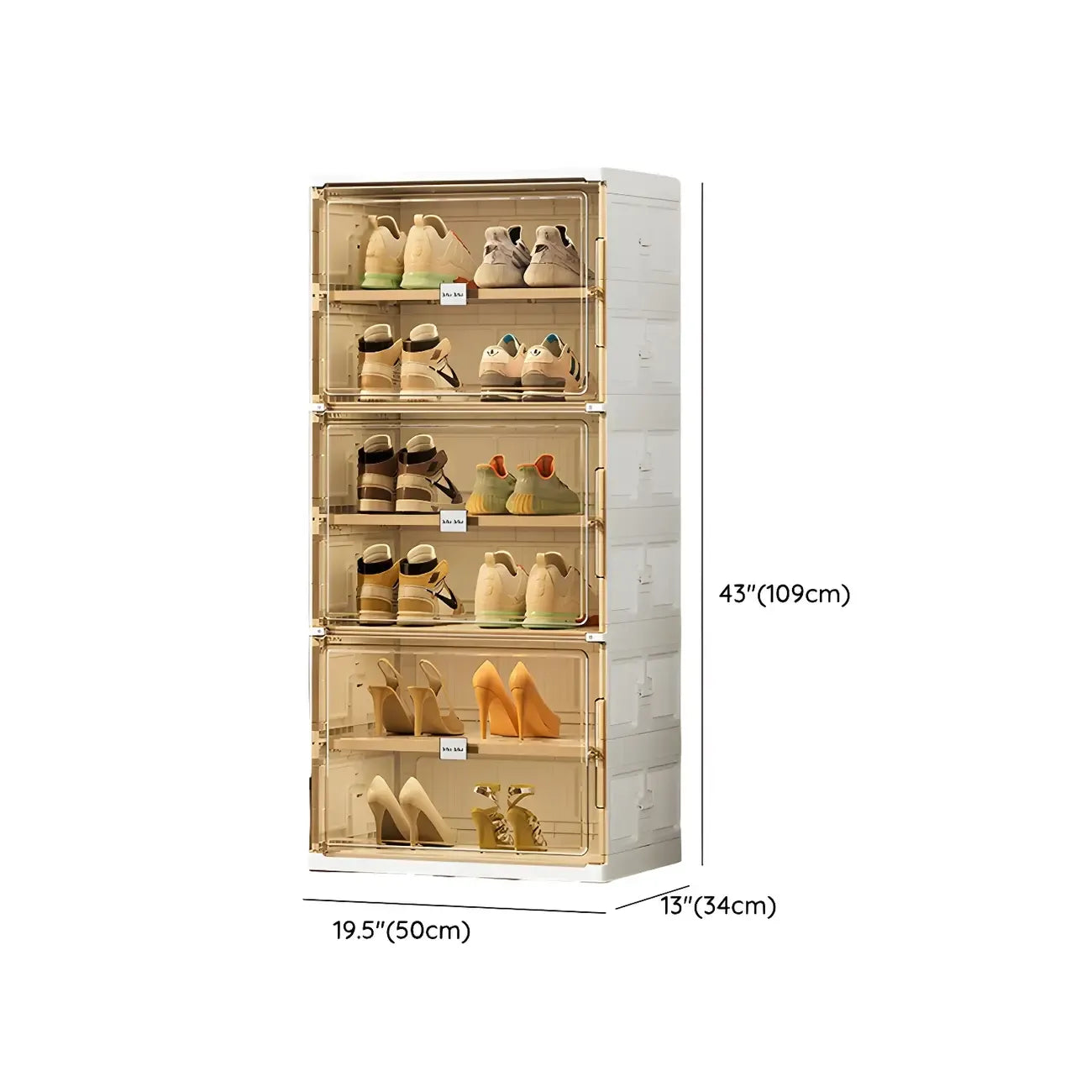 Glam White Plastic Stackable Shoe Organizer for Closet