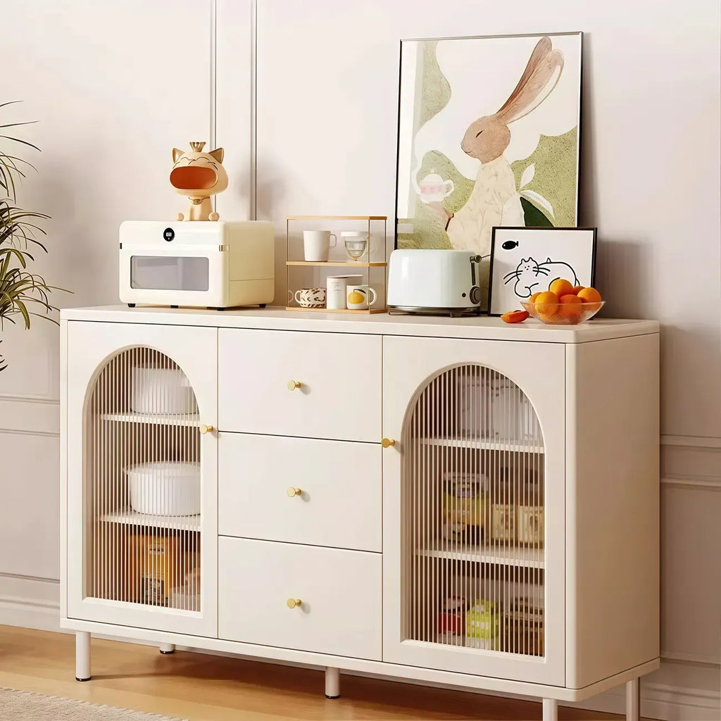 Scandinavian Cream Wood 2-Door Sideboard with Drawers