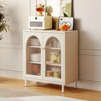 Scandinavian Cream Wood 2-Door Sideboard with Drawers