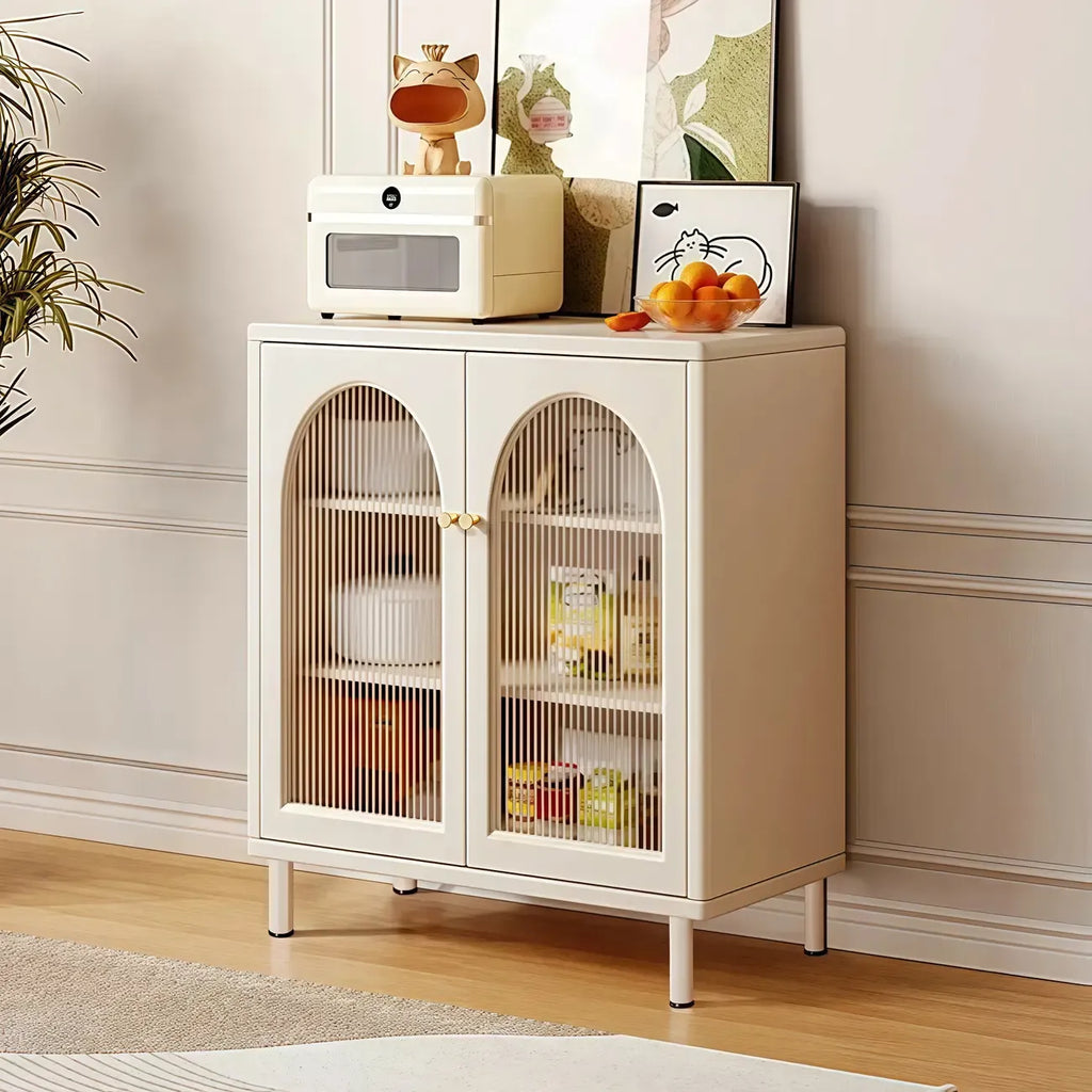 Scandinavian Cream Wood 2-Door Sideboard with Drawers