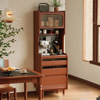 Narrow Brown Marble Countertop Wooden Display Buffet