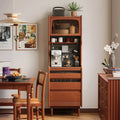 Narrow Brown Marble Countertop Wooden Display Buffet