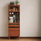 Narrow Brown Marble Countertop Wooden Display Buffet