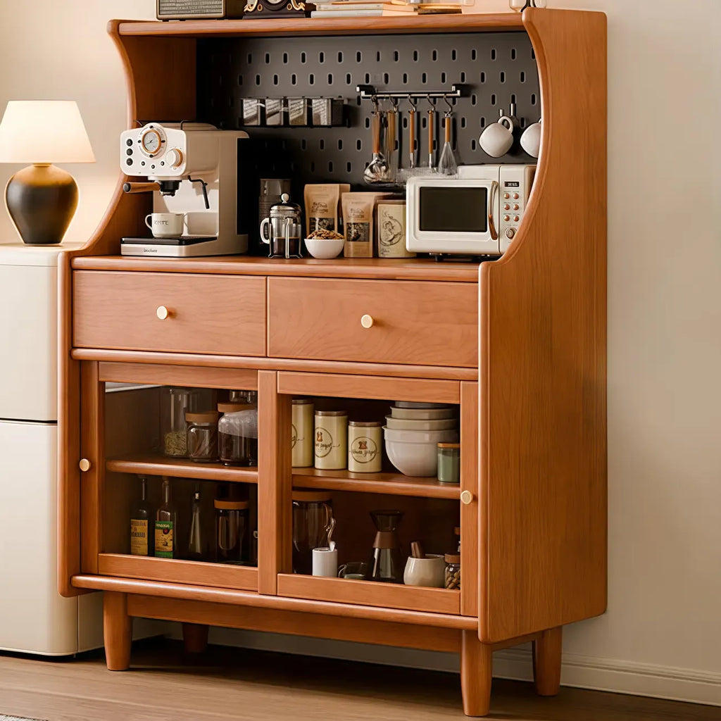 Lighting Cherry Wood 2-Drawer Open Storage Sideboard