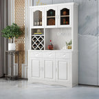 Kitchen Wooden White Cabinet Sideboard Built-in Wine Rack