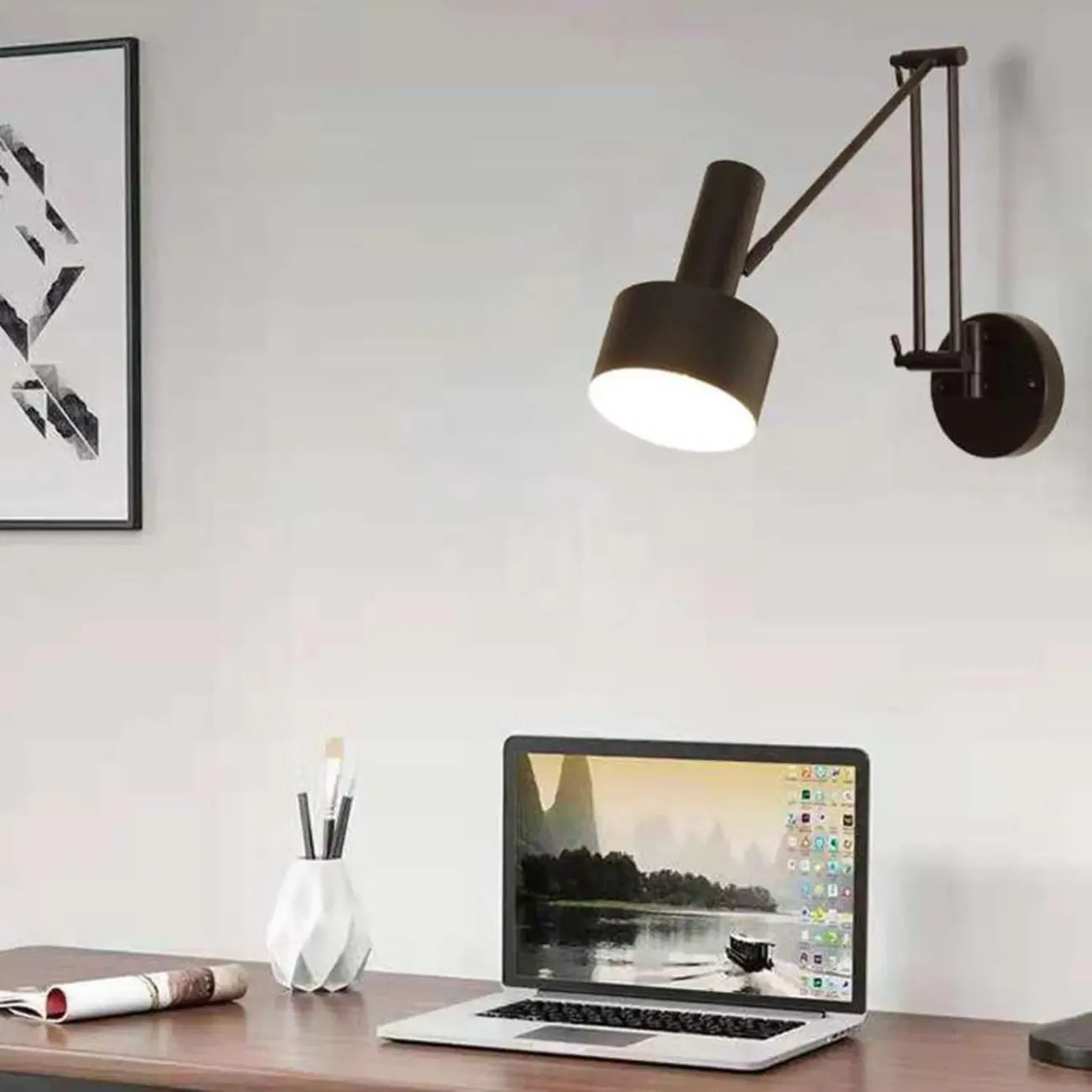 Vintage Adjustable Swing Arm Wall Light for Reading Nook