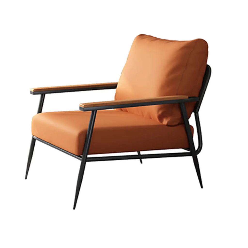 Elegant Fabric Accent Chair with Wooden Arms for Living Room