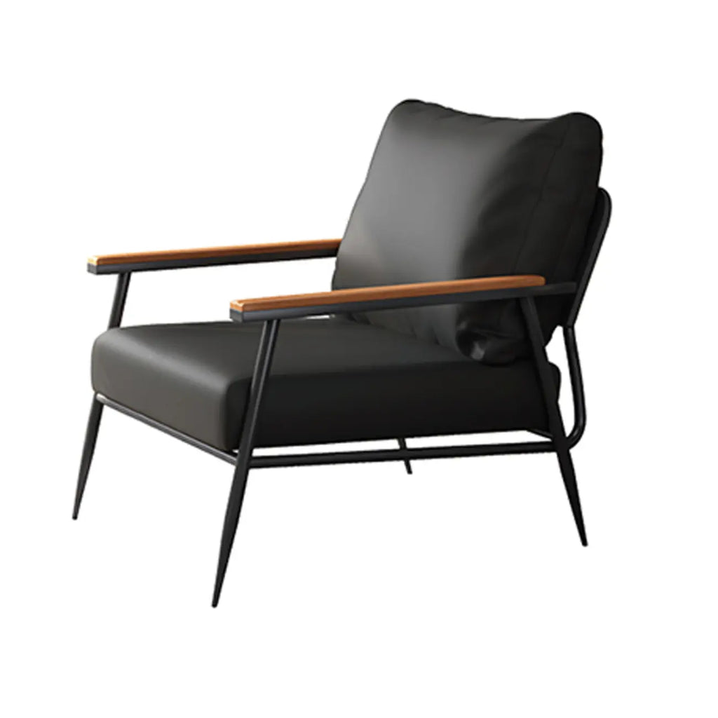 Elegant Fabric Accent Chair with Wooden Arms for Living Room