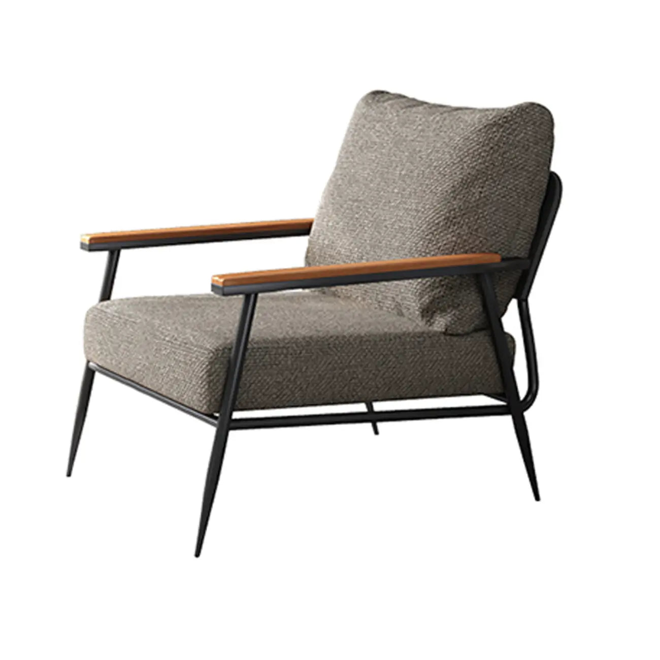 Elegant Fabric Accent Chair with Wooden Arms for Living Room