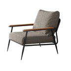 Elegant Fabric Accent Chair with Wooden Arms for Living Room