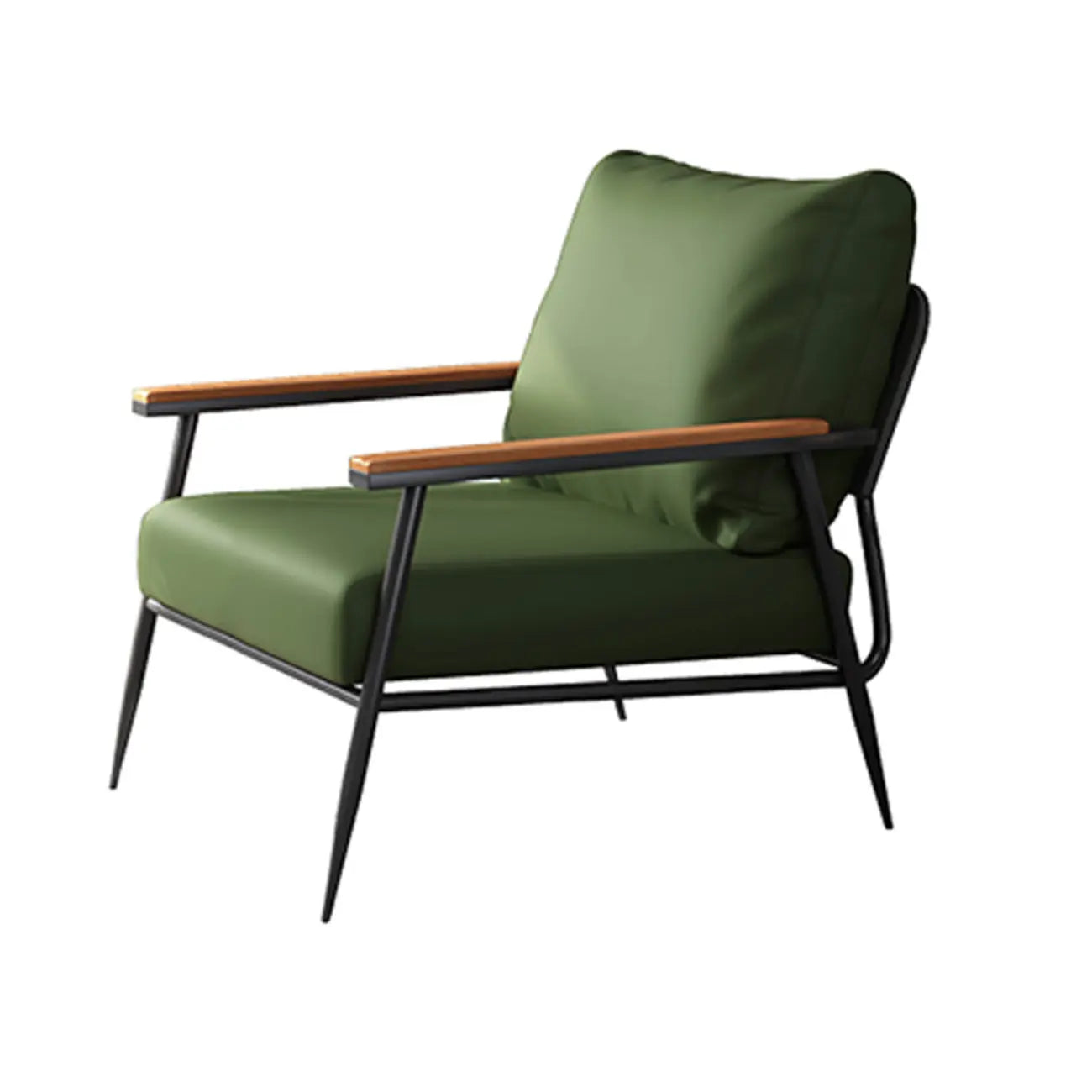 Elegant Fabric Accent Chair with Wooden Arms for Living Room