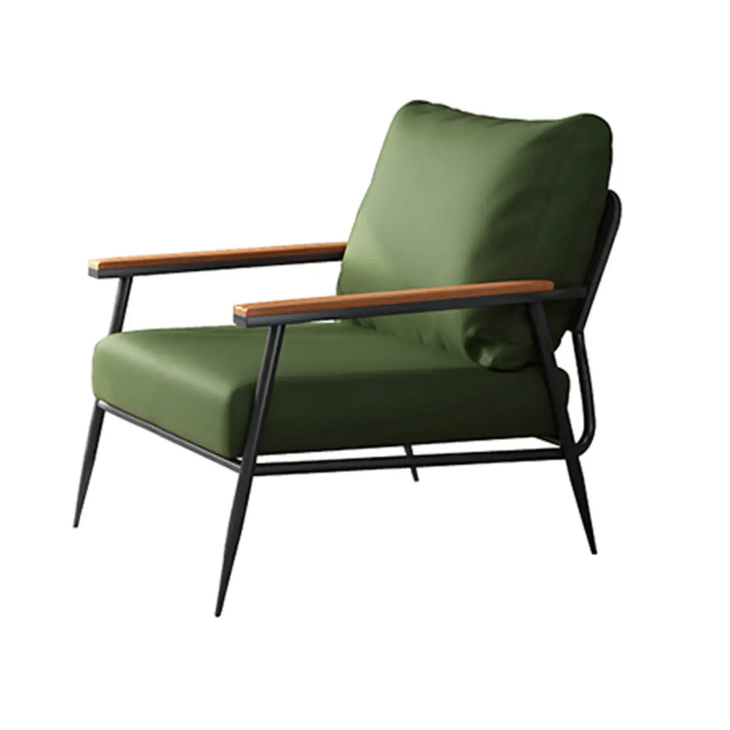 Elegant Fabric Accent Chair with Wooden Arms for Living Room