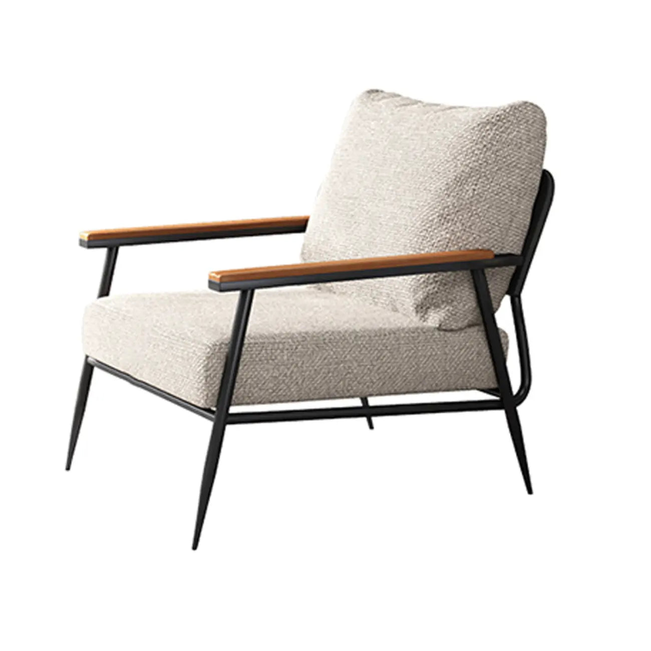 Elegant Fabric Accent Chair with Wooden Arms for Living Room