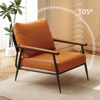 Elegant Fabric Accent Chair with Wooden Arms for Living Room