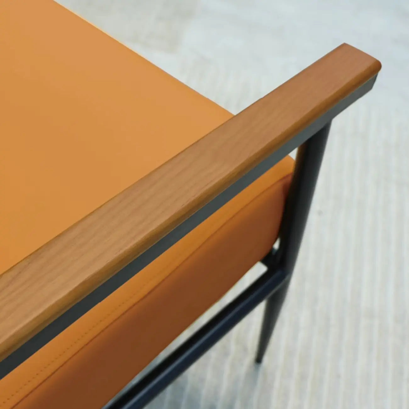 Elegant Fabric Accent Chair with Wooden Arms for Living Room