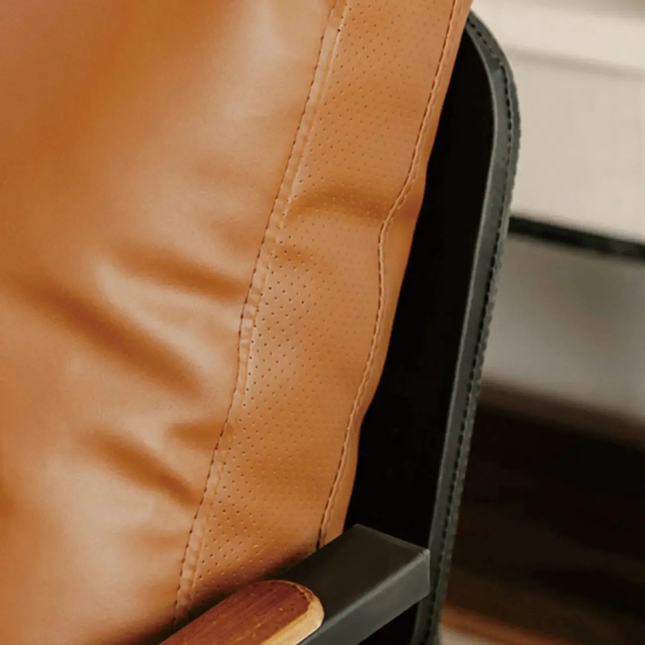 Elegant Fabric Accent Chair with Wooden Arms for Living Room