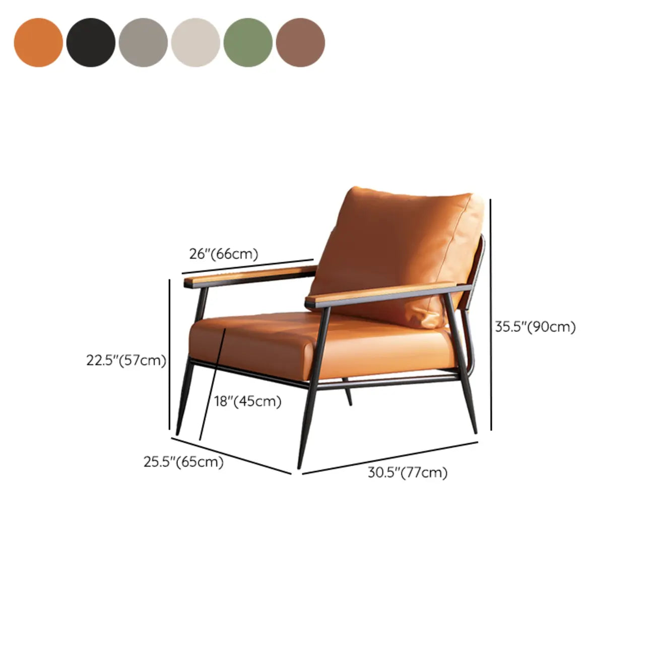 Elegant Fabric Accent Chair with Wooden Arms for Living Room