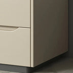 Modern Khaki Leather Stone Top 2-Drawer Nightstand