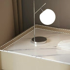 Modern Khaki Leather Stone Top 2-Drawer Nightstand