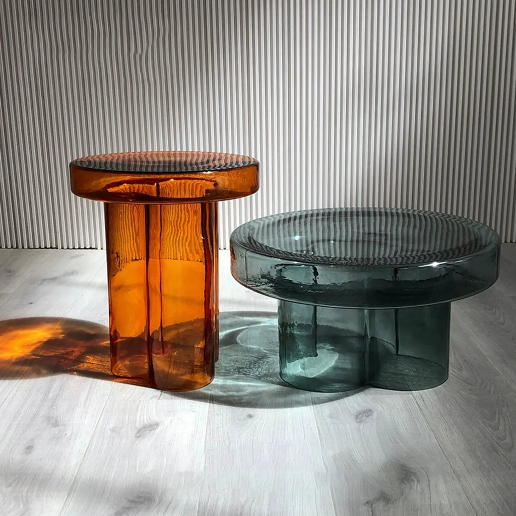 Stylish Glass Round Accent Side Table for Living Room