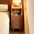 Narrow White Wood 2 Shelves Nightstand