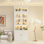 Modern White Wooden Adjustable Shelf Storage Display Cabinet