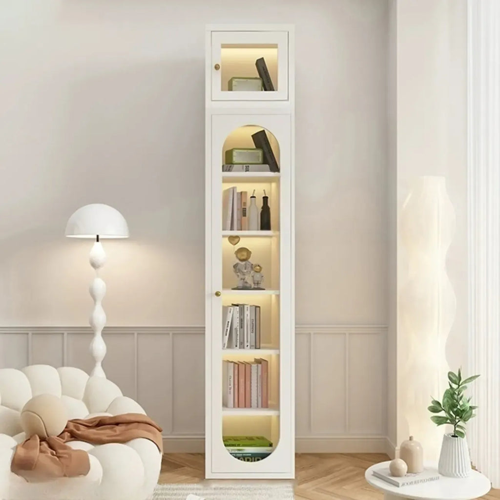 Modern White Wooden Adjustable Shelf Storage Display Cabinet