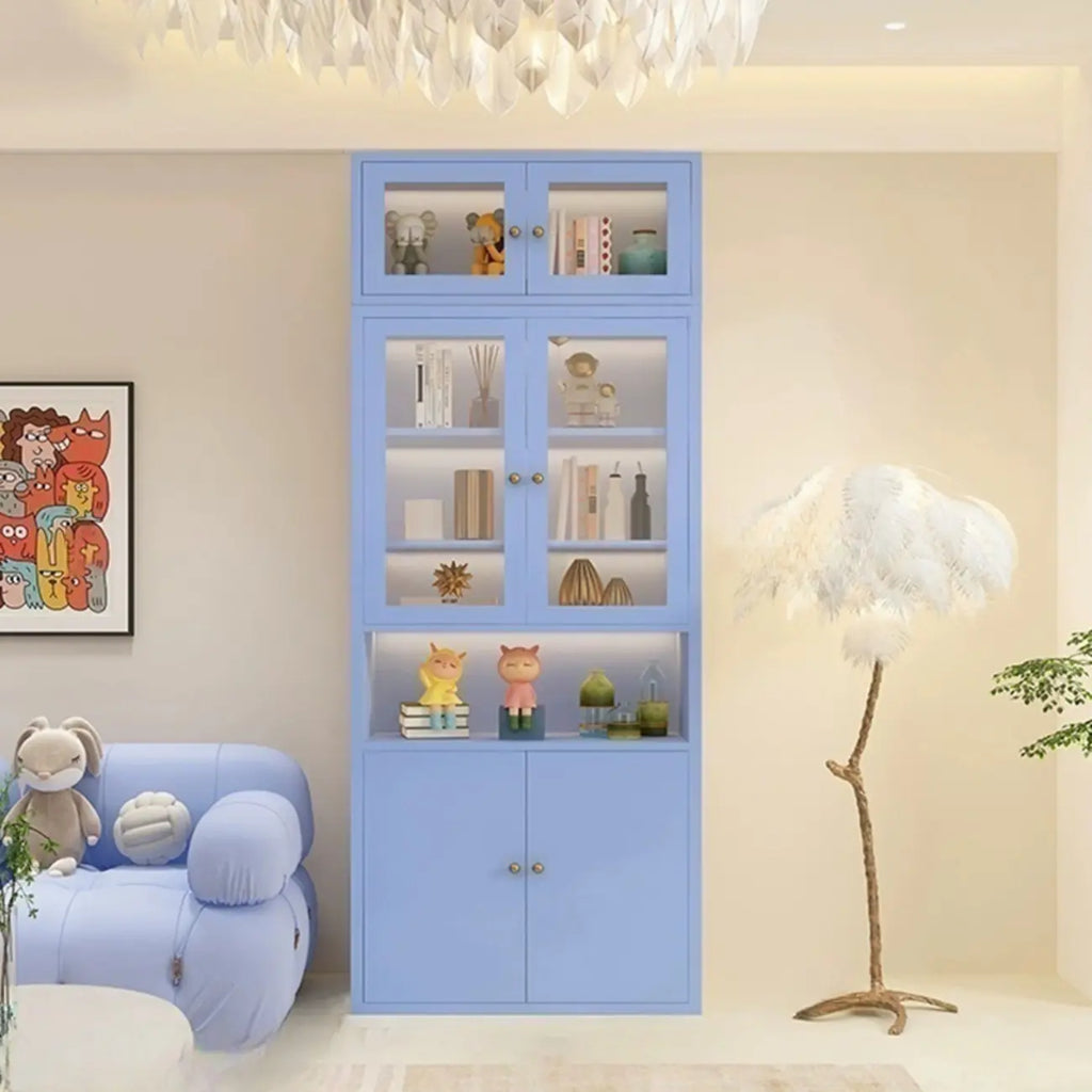 Modern White Wooden Adjustable Shelf Storage Display Cabinet
