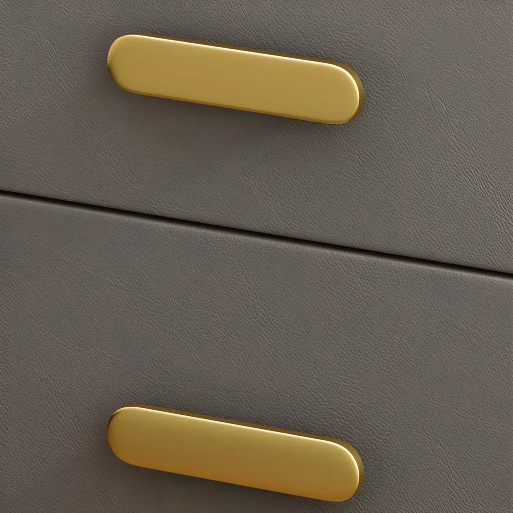 Modern Grey Bedside Table with Drawers and Stone Top