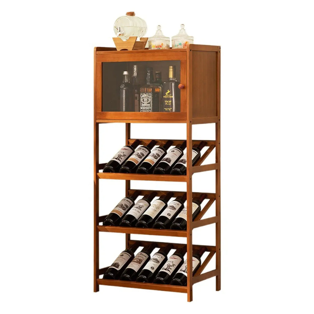 Wall Storage Bamboo Space-Saving Display Open Wine Cabinet