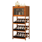 Wall Storage Bamboo Space-Saving Display Open Wine Cabinet