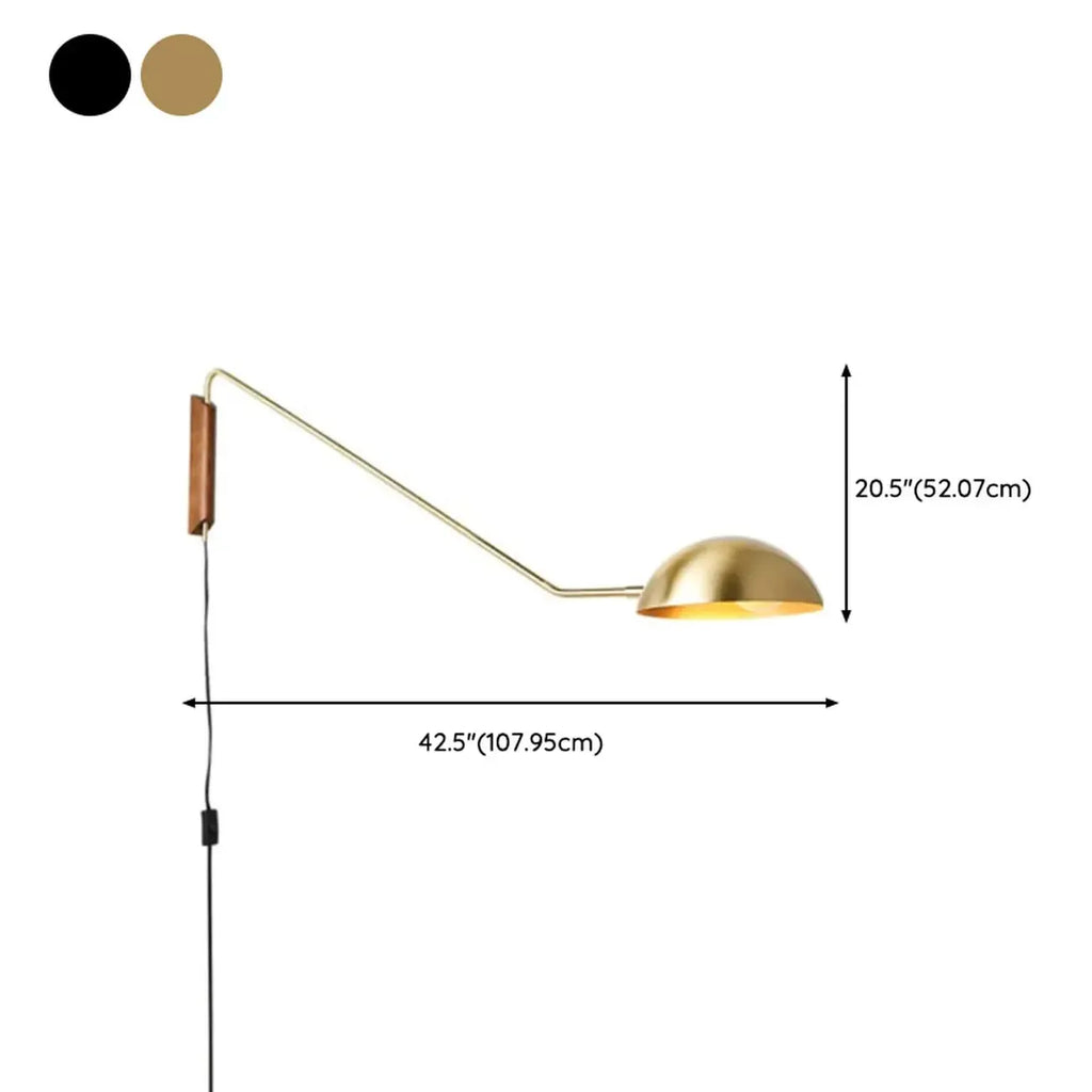 Modern Adjustable Iron Wall Mount Lamp with Dome Shade