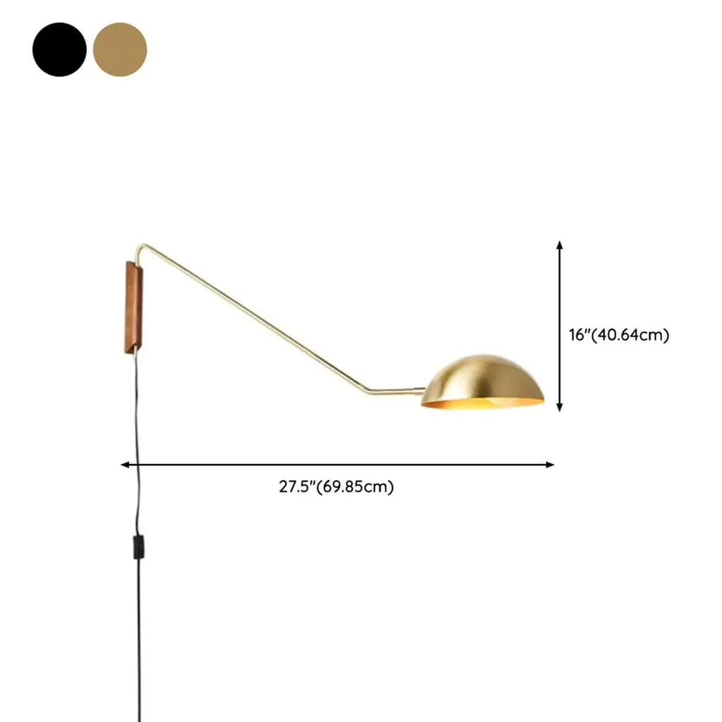 Modern Adjustable Iron Wall Mount Lamp with Dome Shade