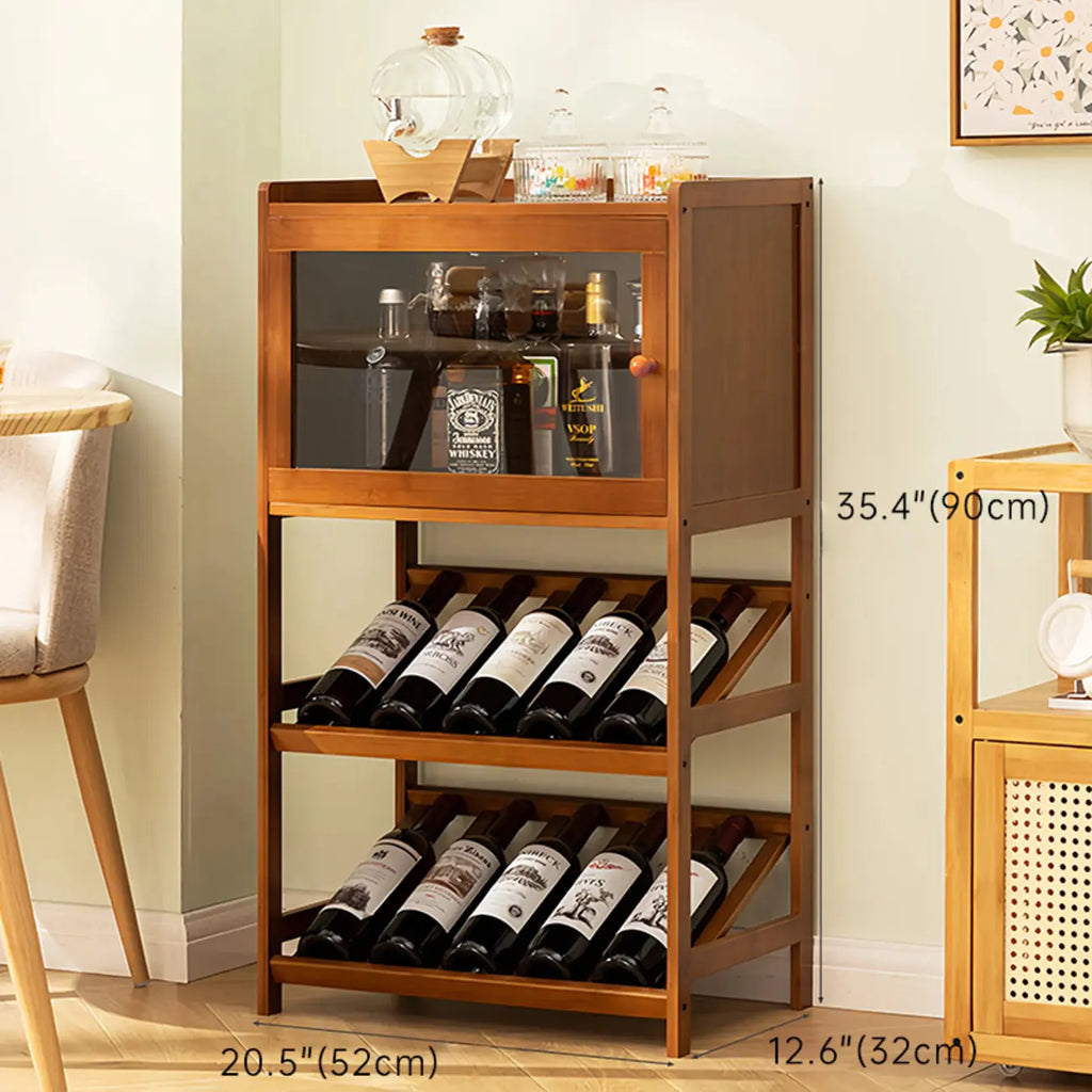 Wall Storage Bamboo Space-Saving Display Open Wine Cabinet