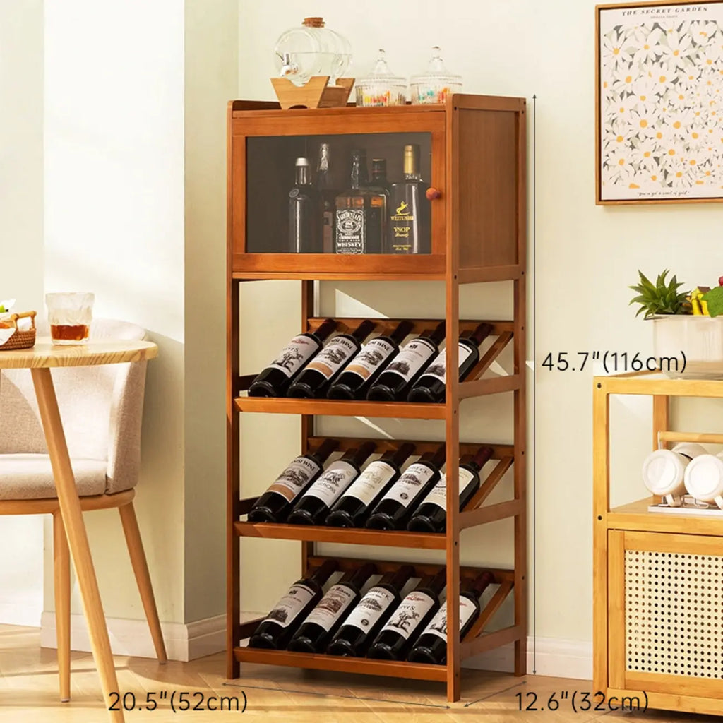 Wall Storage Bamboo Space-Saving Display Open Wine Cabinet