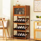 Wall Storage Bamboo Space-Saving Display Open Wine Cabinet