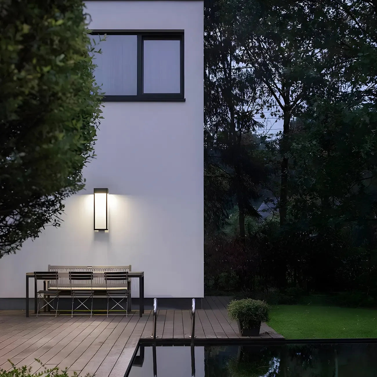 Modern Steel Black Rectangle LED Outdoor Wall Light