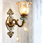 Elegant Brass Wall Sconce with Crystal Shade for Hallway