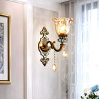 Elegant Brass Wall Sconce with Crystal Shade for Hallway