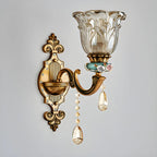Elegant Brass Wall Sconce with Crystal Shade for Hallway