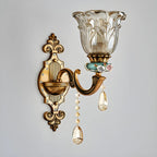 Elegant Brass Wall Sconce with Crystal Shade for Hallway