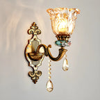 Elegant Brass Wall Sconce with Crystal Shade for Hallway