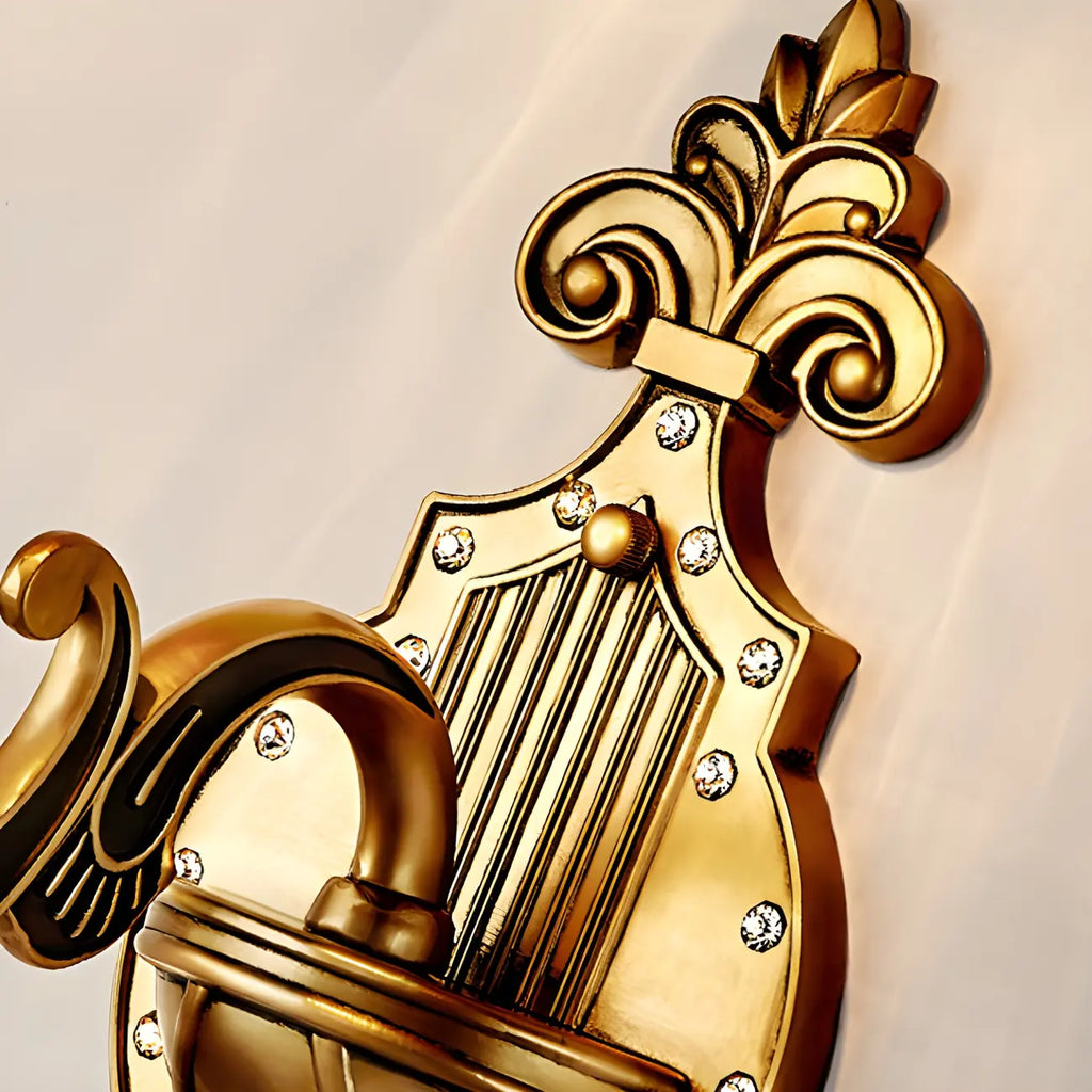 Elegant Brass Wall Sconce with Crystal Shade for Hallway