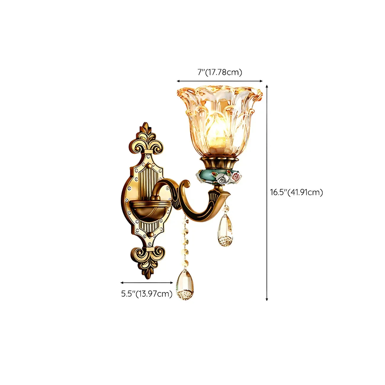 Elegant Brass Wall Sconce with Crystal Shade for Hallway