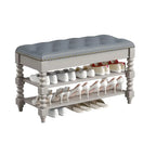 Upholstered Grey Flip-Up Top Shoe Bench for Entryway